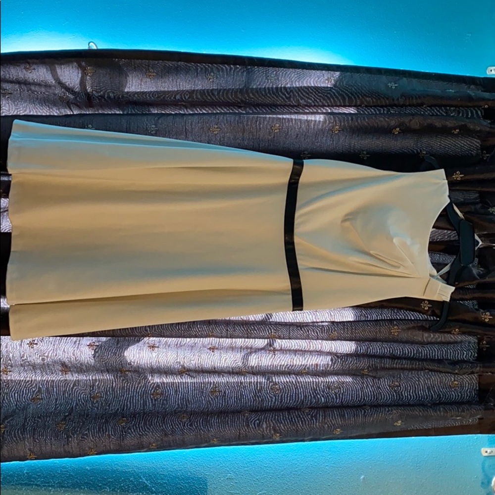 White dress with black belt